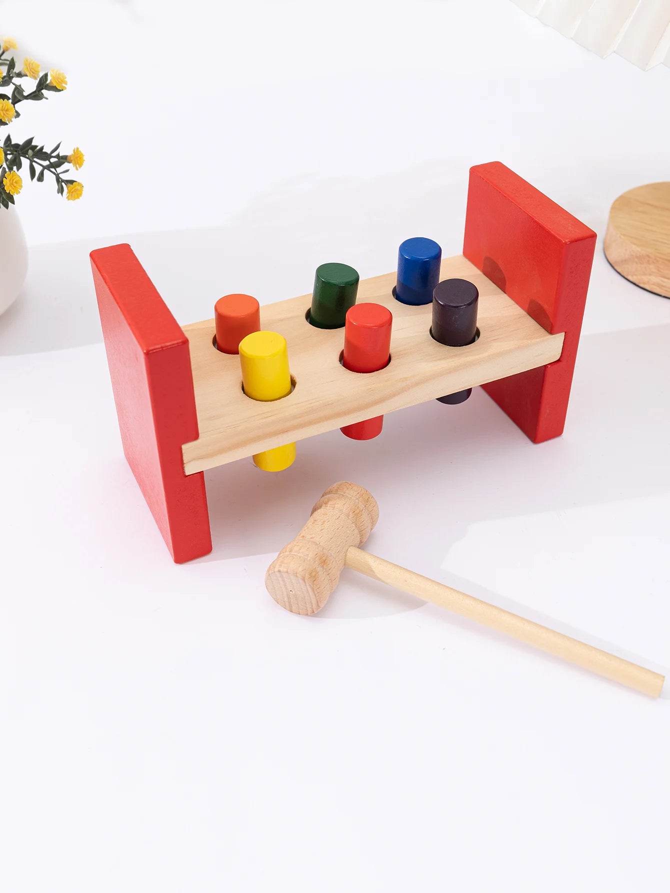 Montessori Wooden Hammering Toy - Develop Fine Motor Skills & Educational Fun for Toddlers