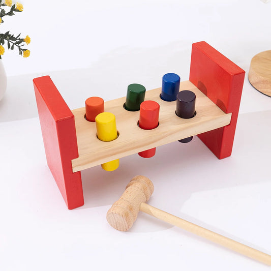 Montessori Wooden Hammering Toy - Develop Fine Motor Skills & Educational Fun for Toddlers