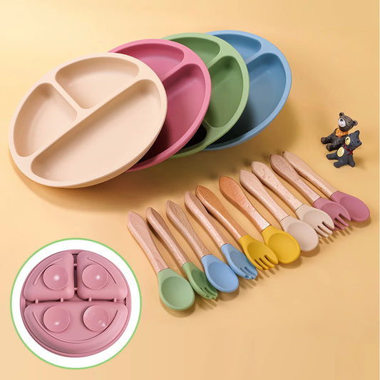 3pcs set with suction plate, spoon & fork BASIC