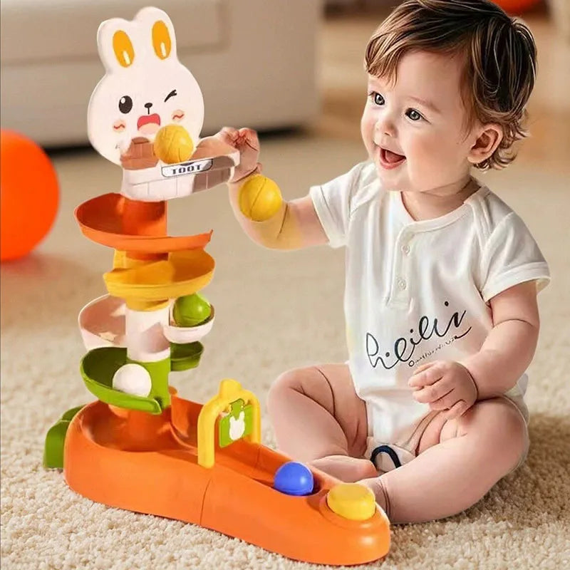 Montessori Baby Toys Rolling Ball Pile Tower Finger Skill Training Educational Development Games BabyRotating Stacking Tower Toy