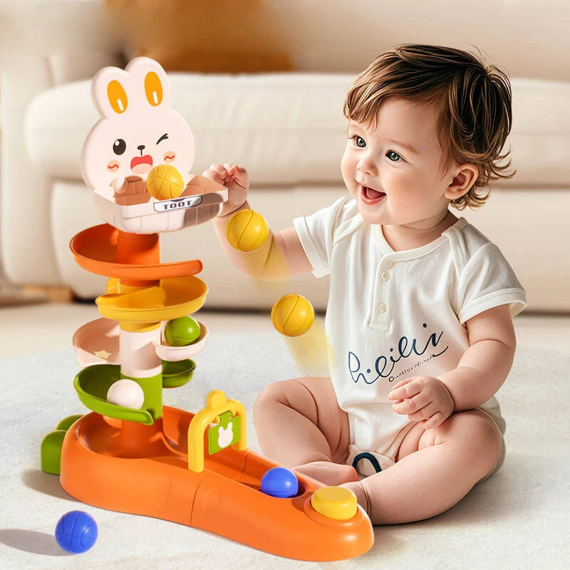 Montessori Baby Toys Rolling Ball Pile Tower Finger Skill Training Educational Development Games BabyRotating Stacking Tower Toy