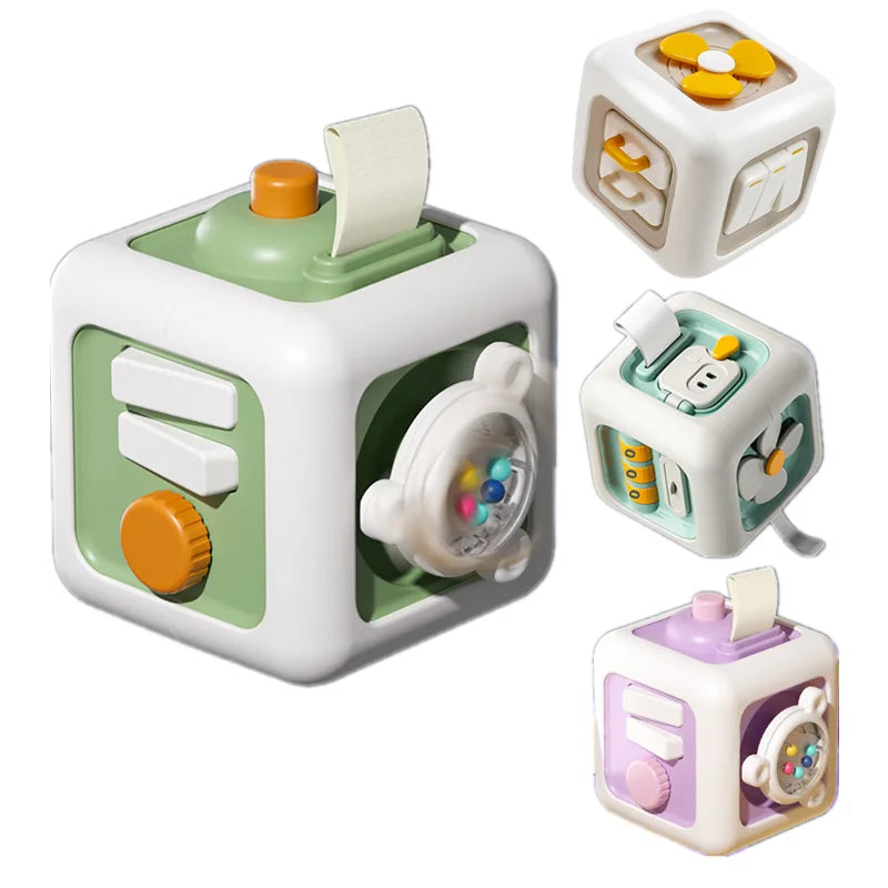 6 in 1 Montessori Activity Cube Baby Toys Sensory Busy Board Travel Toy  Educational Learning Basic Life Skills Toys for Toddler