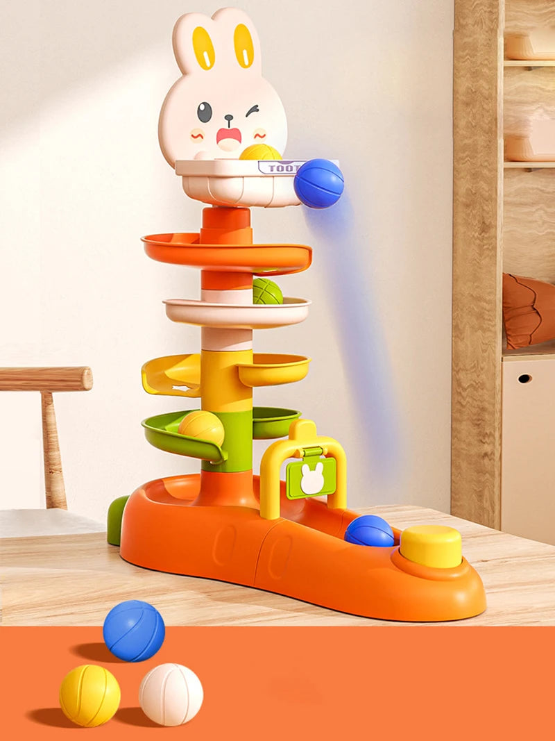 Montessori Baby Toys Rolling Ball Pile Tower Finger Skill Training Educational Development Games BabyRotating Stacking Tower Toy