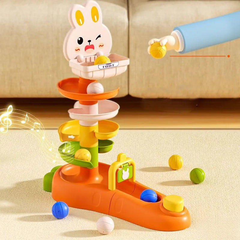 Montessori Baby Toys Rolling Ball Pile Tower Finger Skill Training Educational Development Games BabyRotating Stacking Tower Toy