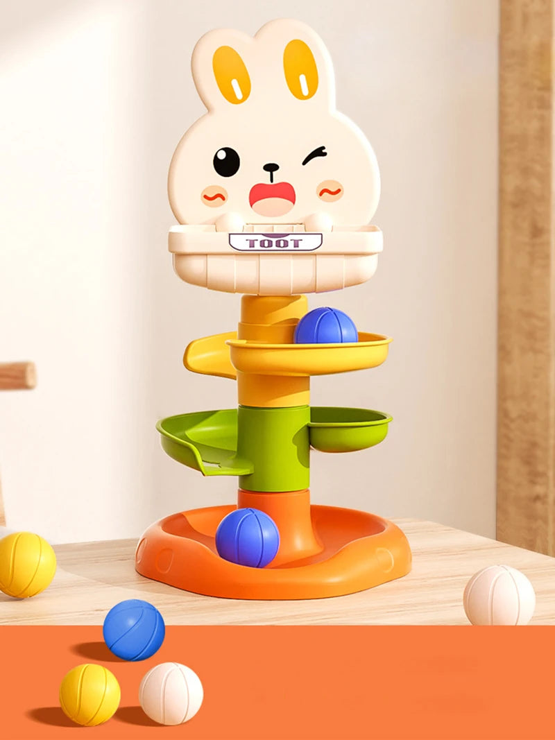 Montessori Baby Toys Rolling Ball Pile Tower Finger Skill Training Educational Development Games BabyRotating Stacking Tower Toy