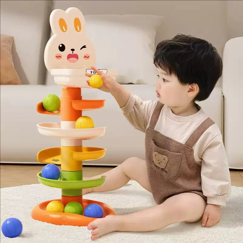 Montessori Baby Toys Rolling Ball Pile Tower Finger Skill Training Educational Development Games BabyRotating Stacking Tower Toy