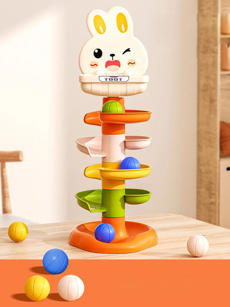 Montessori Baby Toys Rolling Ball Pile Tower Finger Skill Training Educational Development Games BabyRotating Stacking Tower Toy