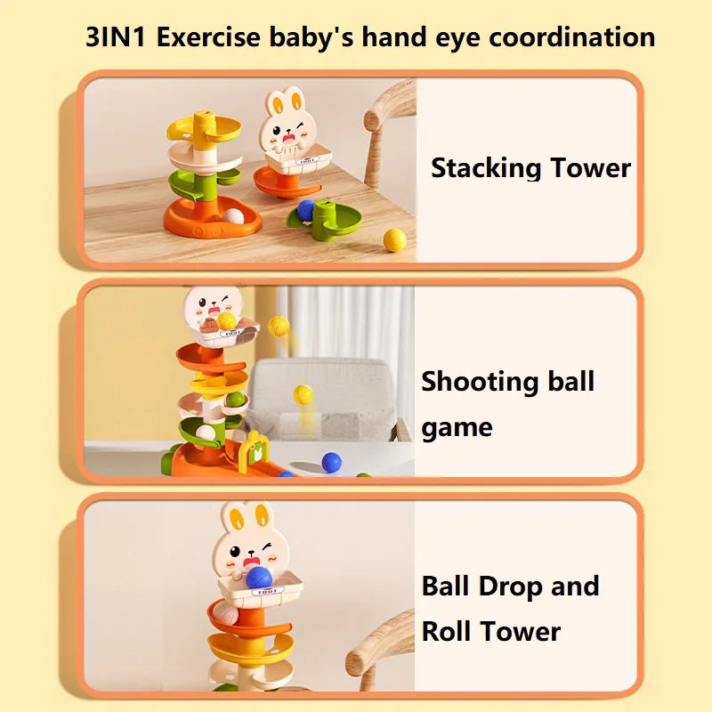 Montessori Baby Toys Rolling Ball Pile Tower Finger Skill Training Educational Development Games BabyRotating Stacking Tower Toy