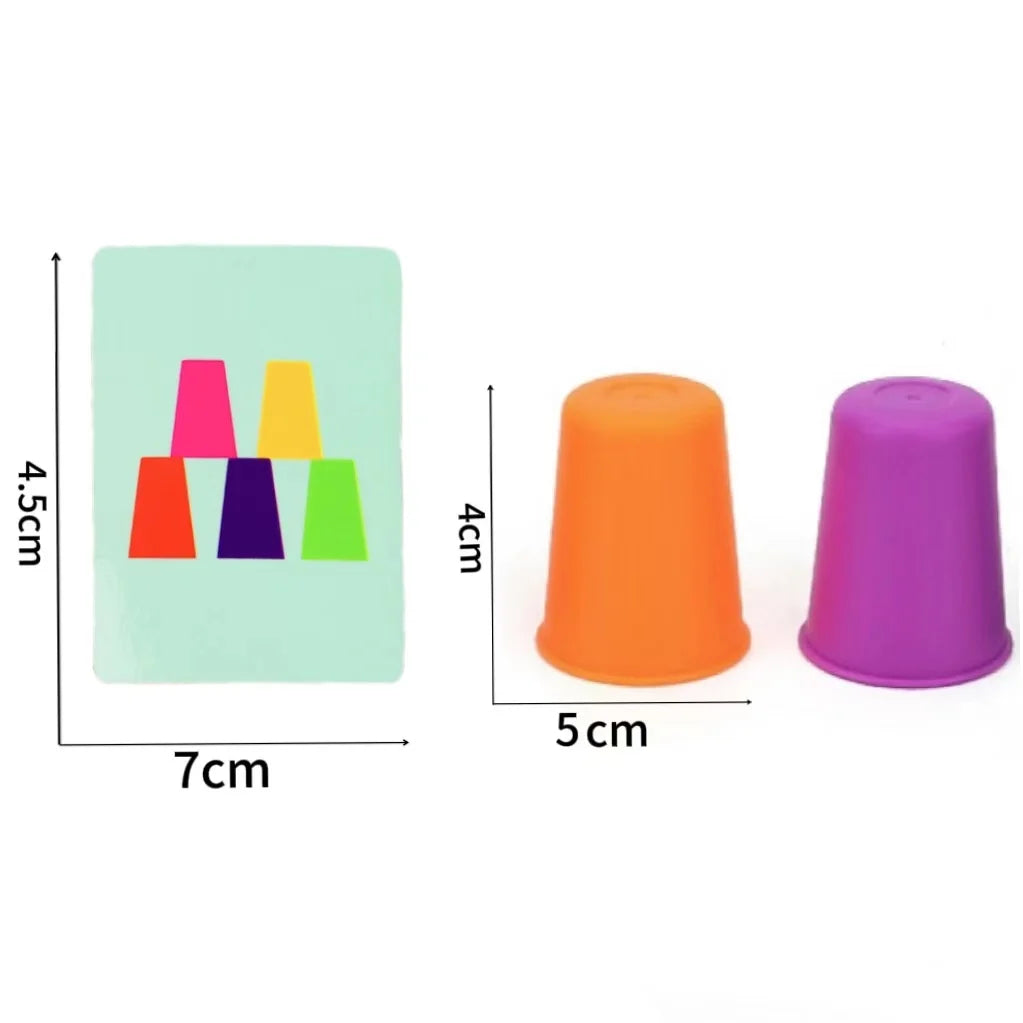 Montessori Toys Mini Stack Cup Game With Card Educational Intellectual Enlightenment Color Cognition Logic Training Children