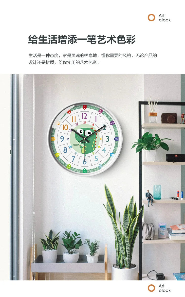 New 8 Inch Round Wall Clock Modern Design Silent Timepieces For Kids Sitting Room Bedroom Learning Clocks Decoration Accessories