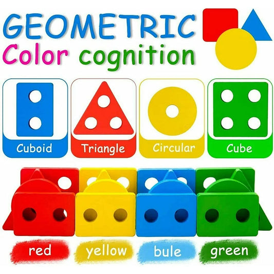 Montessori Wooden Sorting and Stacking Toys Educational Learning Preschool Color Recognition Shape Sorter Puzzles for Kids Gifts