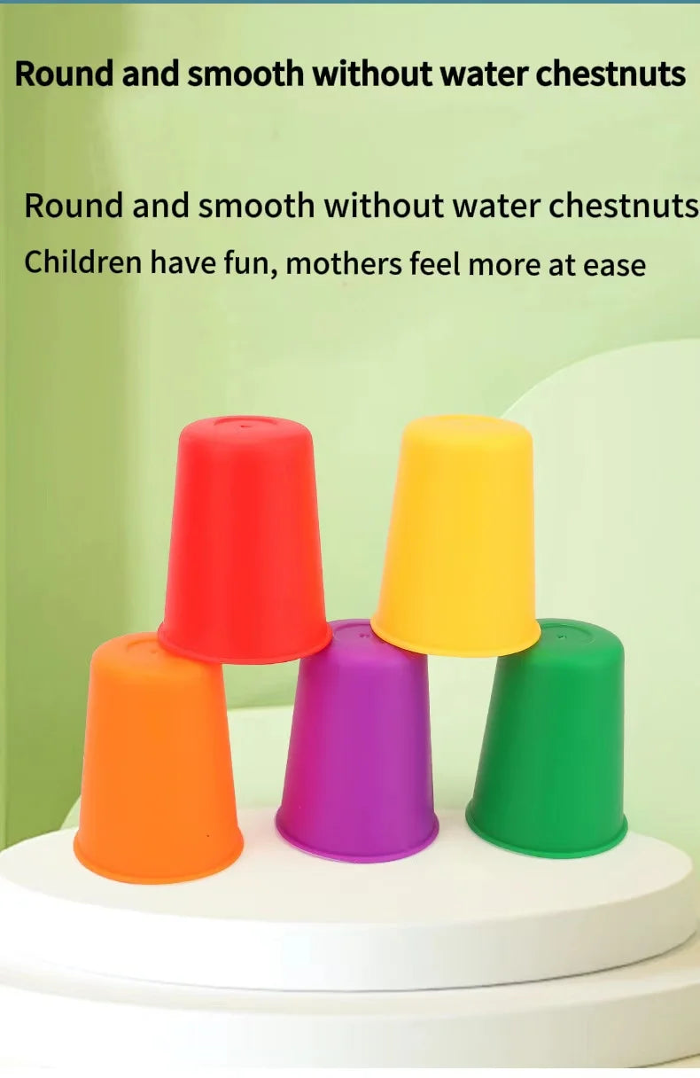 Montessori Toys Mini Stack Cup Game With Card Educational Intellectual Enlightenment Color Cognition Logic Training Children