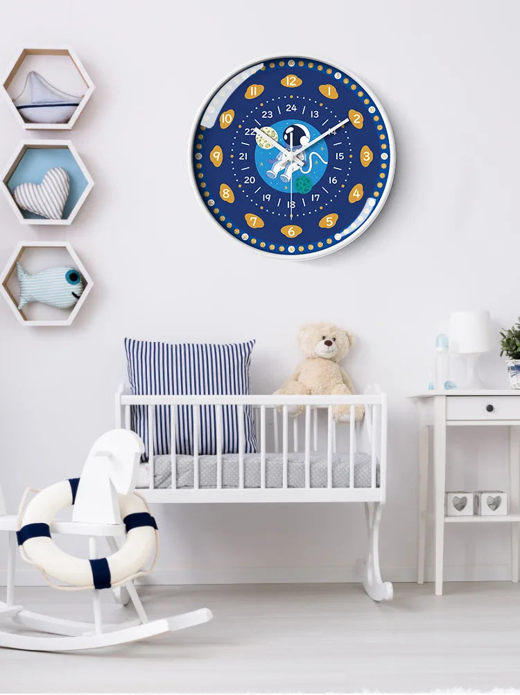 New 8 Inch Round Wall Clock Modern Design Silent Timepieces For Kids Sitting Room Bedroom Learning Clocks Decoration Accessories